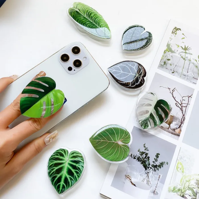 Cute Green Leaves Smartphone Holder Finger Stand Support For Phone Handband