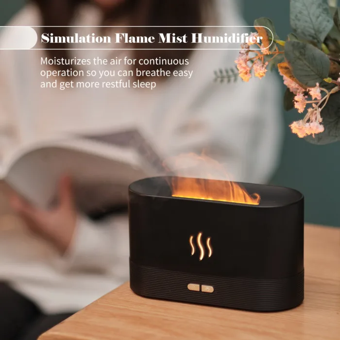 Aroma Diffuser With Flame Light Mist Humidifier Aromatherapy Diffuser With Waterless Auto-Off Protection For Spa Home Yoga Office