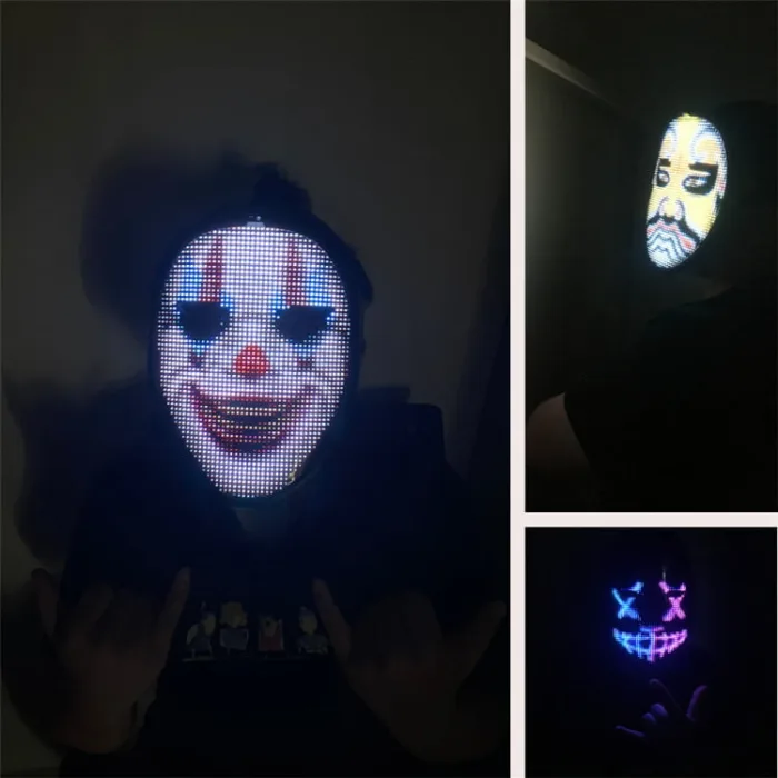 New Arrival LED Mask Face-changing Glowing Mask APP Control DIY Shining Mask for Holiday DJ Party Carnival
