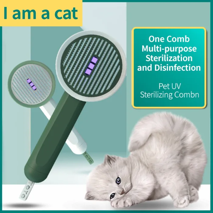 Pet Germicidal Sterilizing Comb Usb Rechargeable Cat Dog Automatic Hair Removal Brush Floating Beauty Comb Grooming Tool