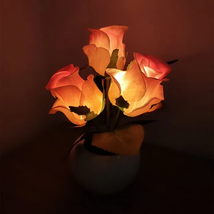LED Tulip Night Light Simulation Flower Table Lamp Home Room Decoration Atmosphere Lamp Romantic Potted Gift For Office LED Lights