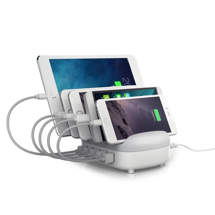 Super fast Multi charger, 5 Ports USB Charging Station, Multi-Device Charging Organizer for all smart devices