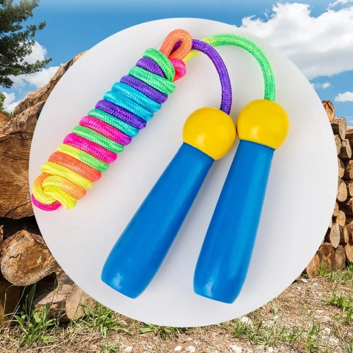 Wooden Colorful Skipping Rope Outdoor Sports Beginner Kids Adjustable Skipping Rope