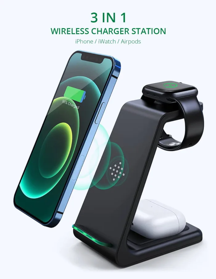 3 In 1 Fast Charging Station for Multiple Devices, Wireless Charging Stand, Quick  Wireless Charging Dock For Smart Phones, watches, AirPods