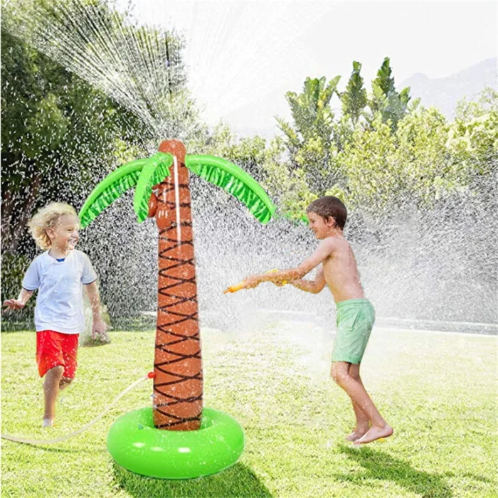 Inflatable coconut tree rainbow bridge spray water