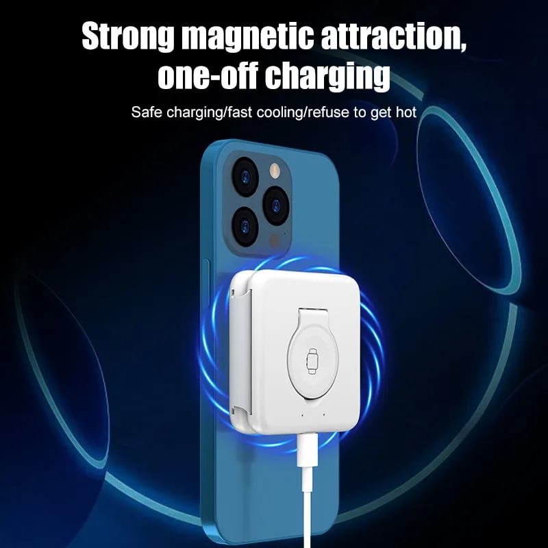 3 in 1 Fast Wireless Charging Pad, Foldable Wireless Charging Station, Folding Magnetic Suction Wireless Charger Pad Compatible with iPhones, iWatches, AirPods